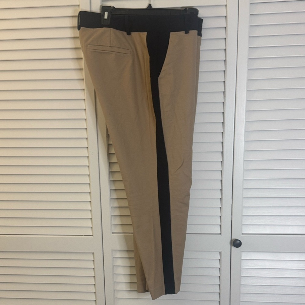 Ann Taylor Tuxedo Stripe Khaki & Black Pants 12
